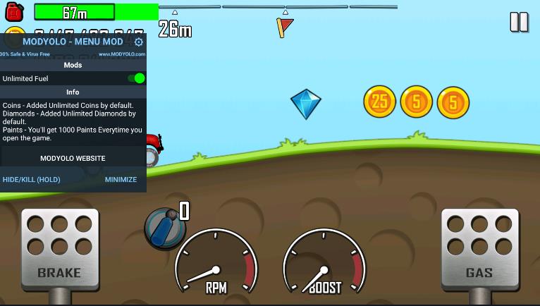 登山赛车内置菜单(Hill Climb Racing)